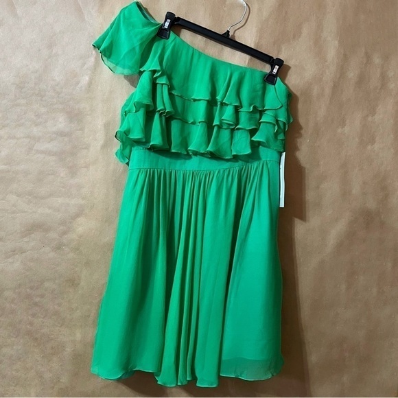 Jill Stuart Dresses & Skirts - Jill Stuart | NWT One Shoulder Ruffle Silk Mini Dress Cocktail Green Size 10